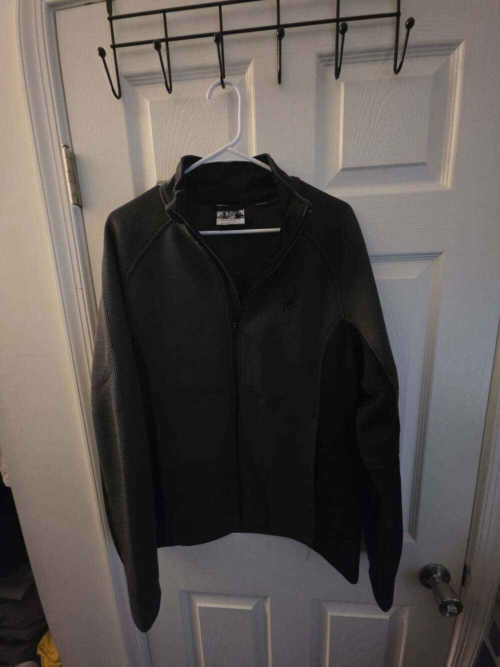 Spyder Full Zip Jacket Size M Black Waffle Fleece